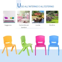 HOMCOM Sedie per Bambini fino 30kg, Set 4 Seggioline per Bambini Impilabili e Colorate per Interno Esterno, 36x38x56.5cm(m-6)