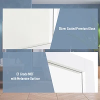 kleankin Specchio da Parete con Cornice in MDF e Vetro Argentato, Specchio Camera da Letto e Bagno, 52x1.9x72cm Bianco(m-7)