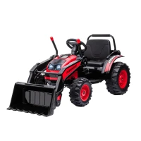 HOMCOM Tracteur électrique Enfant - tractopelle Enfants 6V - V. Max. 2,5 Km/h - Effets Lumineux sonores - Pelle Manuelle - métal PP Noir Rouge(m-1)