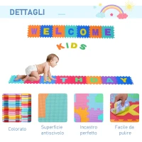 HomCom Tappeto Puzzle 26 Pezzi da Gioco Set  31x31cm, colorato(m-7)