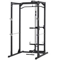 HOMCOM Palestra Multifunzione Stazione Fitness per Allenamento a Casa e Professionale, in Acciaio, 155x118x220cm, Nero(m-4)
