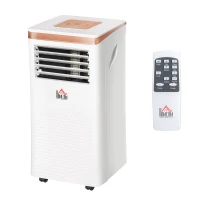 HOMCOM Condizionatore Portatile Deumidificatore con Telecomando, Timer 24h e 2 Velocità, 1010W Classe Energetica A, 9000BTU, 35.5x34x70cm Bianco(m-1)