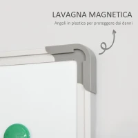 HOMCOM lavagna magnetica da parete con cornice in alluminio, con pennarelli, cancellino e magneti 90x60cm(m-5)