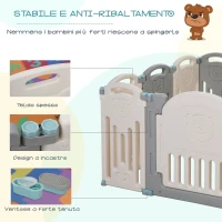 HOMCOM Recinto per Bambini +6 Mesi da 12 Pezzi con Struttura a Incastro, Serratura e Giochi, Grigio Bianco 108x133x58cm(m-9)