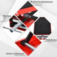 DURHAND Cavalletto Alzamoto, Sollevatore per Moto in Acciaio Rosso e Nero, Pieghevole e Antiscivolo 41.5 x 23.5 x 10-37cm(m-7)