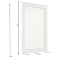 kleankin Specchio da Parete con Cornice in MDF e Vetro Argentato, Specchio Camera da Letto e Bagno, 52x1.9x72cm Bianco(m-3)