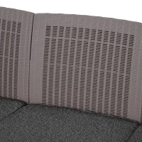 Outsunny Salottino Esterni Componibile in PP Effetto Rattan Set da 4 Pezzi Grigio con Divano, Poltrona, Tavolo Contenitore e Cuscini(m-8)