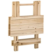 Outsunny Tavolo da Picnic in Legno, Tavolino da Giardino o da Esterno Pieghevole e Portatile, 50x50x51cm(m-4)