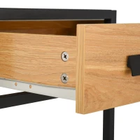 HOMCOM Scrivania Moderna Salvaspazio dal Design Industriale con 1 Cassetto, in Legno e Metallo, per Camera/Ufficio, 110x45x76cm(m-8)