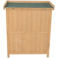 Outsunny Gereedschapskast gereedschapsschuur tuinkast 2 vakken 88 H  cm dennenhout naturel(m-9)