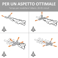 HOMCOM Albero di Natale Artificiale da 150cm con 490 Rami e 170 Luci a LED, Base Pieghevole e Rimovibile(m-7)