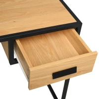 HOMCOM Scrivania Moderna Salvaspazio dal Design Industriale con 1 Cassetto, in Legno e Metallo, per Camera/Ufficio, 110x45x76cm(m-10)