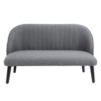 HOMCOM Divano 2 Posti Compatto in Tessuto con Gambe in Legno, Arredamento Moderno per Casa e Ufficio, Grigio, 114x57x70cm(m-4)