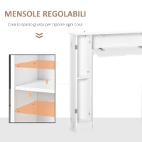 HOMCOM Cornice per Camino in Legno MDF con Armadietti Laterali, 107x18x100 cm, Bianco(m-5)