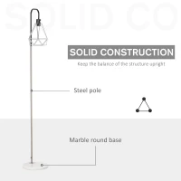 HOMCOM Lampada da Terra Moderna Paralume in Filo Metallico Palo in Metallo e Base in Marmo Ф25x152cm Nero Argento Bianco(m-5)