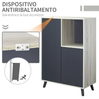 HOMCOM Libreria Moderna in Legno con 2 Ante e Vano Aperto, Mobile Multiuso per Soggiorno, Camera da Letto, Ufficio, Grigio Scuro(m-5)