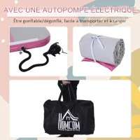 HOMCOM Airtrack tapis de gymnastique gonflable tapis de tumbling entraînement avec pompe à air électrique dim. 300L x 100l x 10H cm tissu stratifié PVC rose(m-4)