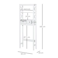 Kleankin Mobile per WC Scaffale Bagno Salvaspazio, 3 Mensole e 2 Cassetti(m-3)