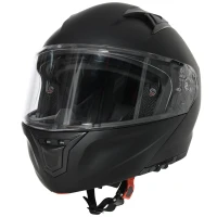 HOMCOM Casco Moto Integrale con Visiera Esterna e Parasole, Slot per Bluetooth e ECE R22, Taglia M 57/58cm, Nero(m-1)