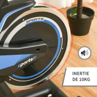 HOMCOM Vélo biking cardio vélo d'appartement écran LCD multifonction selle et guidon réglables volant inertie 10 Kg acier noir bleu(m-9)