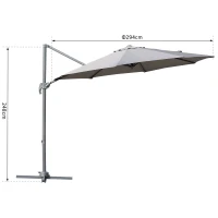 Outsunny Umbrella Parasol W/360° Rotation Φ294x248H cm-Grey(m-3)