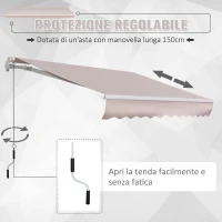 Outsunny Tenda da Sole a Bracci 3x2m Avvolgibile Manuale in Poliestere Beige(m-4)