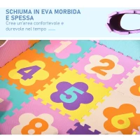 HOMCOM Tappeto Puzzle per Bambini da 25 Pezzi Area Coperta 0.9㎡, Assemblaggio Piatto e 3D a Recinto, Multicolore(m-6)