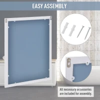 kleankin Specchio da Parete con Cornice in MDF e Vetro Argentato, Specchio Camera da Letto e Bagno, 52x1.9x72cm Bianco(m-5)