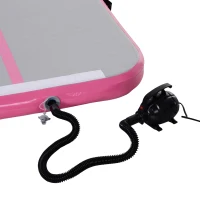 HOMCOM Airtrack tapis de gymnastique gonflable tapis de tumbling entraînement avec pompe à air électrique dim. 300L x 100l x 10H cm tissu stratifié PVC rose(m-9)