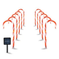 Outsunny Filo di Luci Natalizie con 10 Bastoncini di Zucchero, Decorazione di Natale con Pannello Solare, Lunghezza 516cm(m-1)