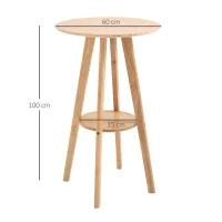 HOMCOM Tavolo Alto da Bar o da Cucina Rotondo in Legno, Design Scandinavo, Φ60x100cm, Color Legno(m-3)