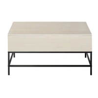 HOMCOM Tavolino Sollevabile da Salotto, Tavolo da Caffè in Legno con Piano Alzabile e Vano Contenitore, 90x60.5x45.5cm(m-1)