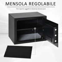 HOMCOM Mini Cassaforte Elettronica con Codice, Chiave di Sicurezza e Allarme, in Acciaio, 38x30x30cm Nero(m-5)