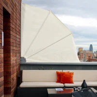 Outsunny Tenda Frangivista a Ventaglio Salvaspazio e Richiudibile in Alluminio e Poliestere, 140x10x140cm Bianco Crema(m-2)