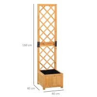 Outsunny Fioriera con Grigliato da Esterno o Giardino, Vaso per Piante Rampicanti in Legno 40x40x160cm(m-3)