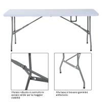 Outsunny Tavolo Pieghevole da Picnic Tavolino da Giardino Campeggio Portatile in PE 180x 74x 74cm Bianco(m-7)