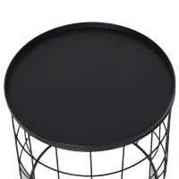 Outsunny Set 2 Pezzi Tavolini da Caffè, Tavolino Contenitore per Soggiorno in Metallo Nero, Φ50x50cm & Φ41.5x35.5cm(m-11)