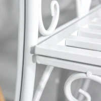 Outsunny Panchina in Metallo da Giardino, Panca da Giardino 2 Posti, 134x51x89cm - Bianco(m-14)