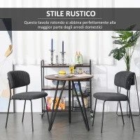 HOMCOM Tavolo da Cucina o da Soggiorno in Stile Industriale, Moderno e Multiuso in Legno e Metallo Nero, Rotondo Φ70cm(m-6)