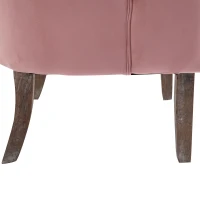 Homcom Poltroncina in Velluto Rosa con Gambe in Legno e Schienale Trapuntato(m-10)