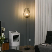 HOMCOM Lampada da Terra Design Industriale Retrò, Paralume in Metallo, Illuminazione Interni Casa, Studio, Ufficio(m-2)