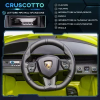 HOMCOM Lamborghini Macchina Elettrica per Bambini 12V con Fari e Musica, Telecomando e Velocità 3-5km/h, Età 3-5 Anni, 108x62x40cm, Verde(m-5)