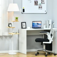 HOMCOM Lampada da Terra con 3 Ripiani Girevoli, Piantana da Terra, con Base in Marmo, Bianca Color Legno, Lampadine E27, 38x38x155cm(m-4)