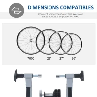 HOMCOM Home Trainer vélo Support d'entrainement Pliable pour vélo de Route VTT Acier Gris métal(m-4)