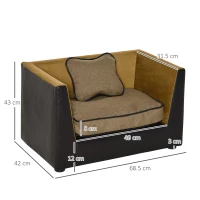 PawHut Divano sofa lettino letto di lusso per cani gatti animali domestici in pelle sintetica(m-3)
