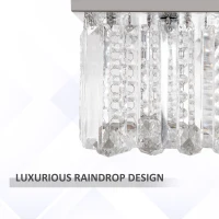 HOMCOM Lampadario Moderno a Gocce in Cristallo con 5 Attacchi E14, 80x25x20cm, Argento(m-6)