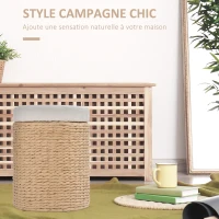 HOMCOM Tabouret de Rangement Repose-Pieds 2 en 1 Design Simple et Moderne Idéal pour Salon Chambre Salle de Bain Ø 30 x 40 cm Beige(m-7)