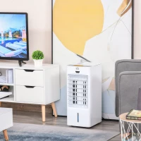 HOMCOM Raffrescatore Evaporativo con Telecomando e Serbatoio 4L, Ventilatore con Ghiaccio 9 Funzioni Timer 7.5h e Oscillazione, 75W, Bianco(m-2)