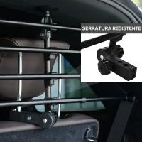 PawHut Divisorio Auto per Cani Regolabile in Altezza e Larghezza, in Ferro e ABS 85-140L x 30-50Acm, Nero(m-7)