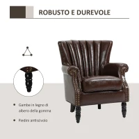 HOMCOM Poltrona in Stile Vintage Rétro per Soggiorno o Camera da Letto, Similpelle Marrone, 73x76x89cm(m-5)